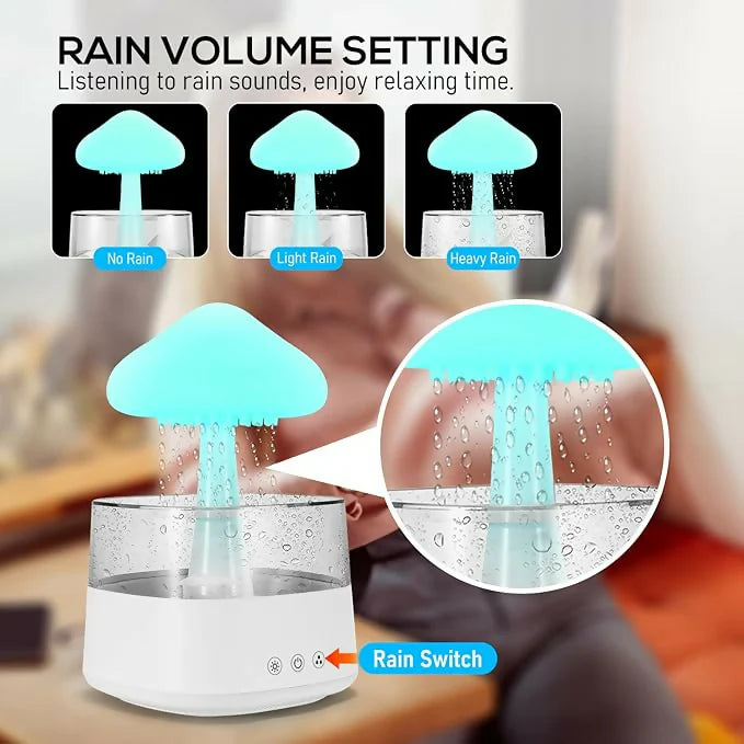 Premium Ultrasonic Rain Cloud Aromatherapy Humidifiers 350ml Portable Raining Rain Drop Air Humidifier Aroma Oil Diffuser, 7 Colors Light for Home, Office, Bedroom