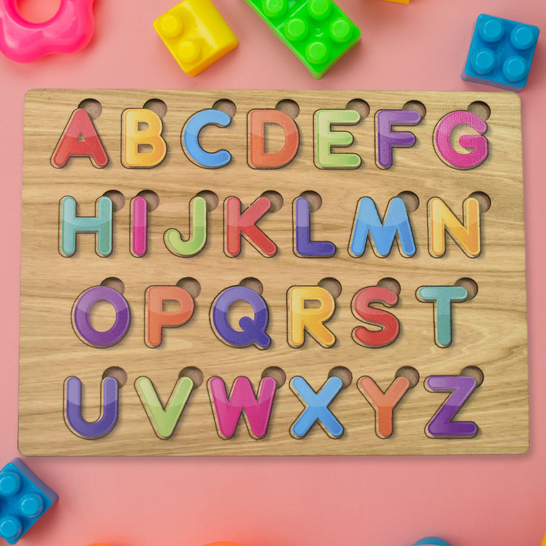 Wooden Puzzle Board ABC Letters Shapes Educational Learning Toys (2 Set)
