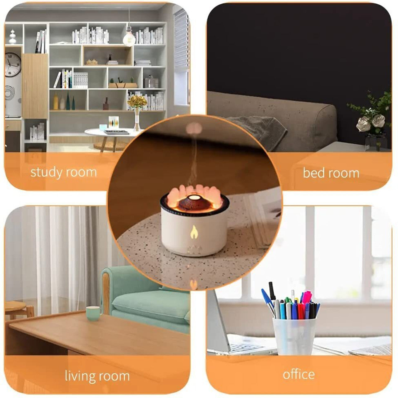 Oil Diffuser with Flame Light Cool Mist Humidifier with 2 Mist Modes Timer and Auto-Off Safety Protection Quiet Diffusers for Aromatherapy Essential Oil for Home Office SPA Yoga