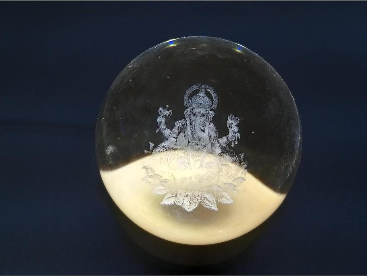 3D Galaxy Crystal Ball Lamp – Lord Ganesha Design | USB LED Glass Night Light with Wooden Base | Home & Bedroom Gift (Lord Ganesha)