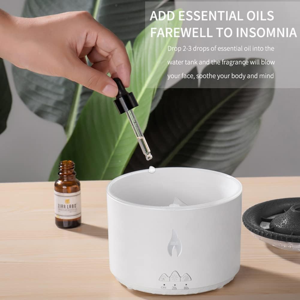 Oil Diffuser with Flame Light Cool Mist Humidifier with 2 Mist Modes Timer and Auto-Off Safety Protection Quiet Diffusers for Aromatherapy Essential Oil for Home Office SPA Yoga