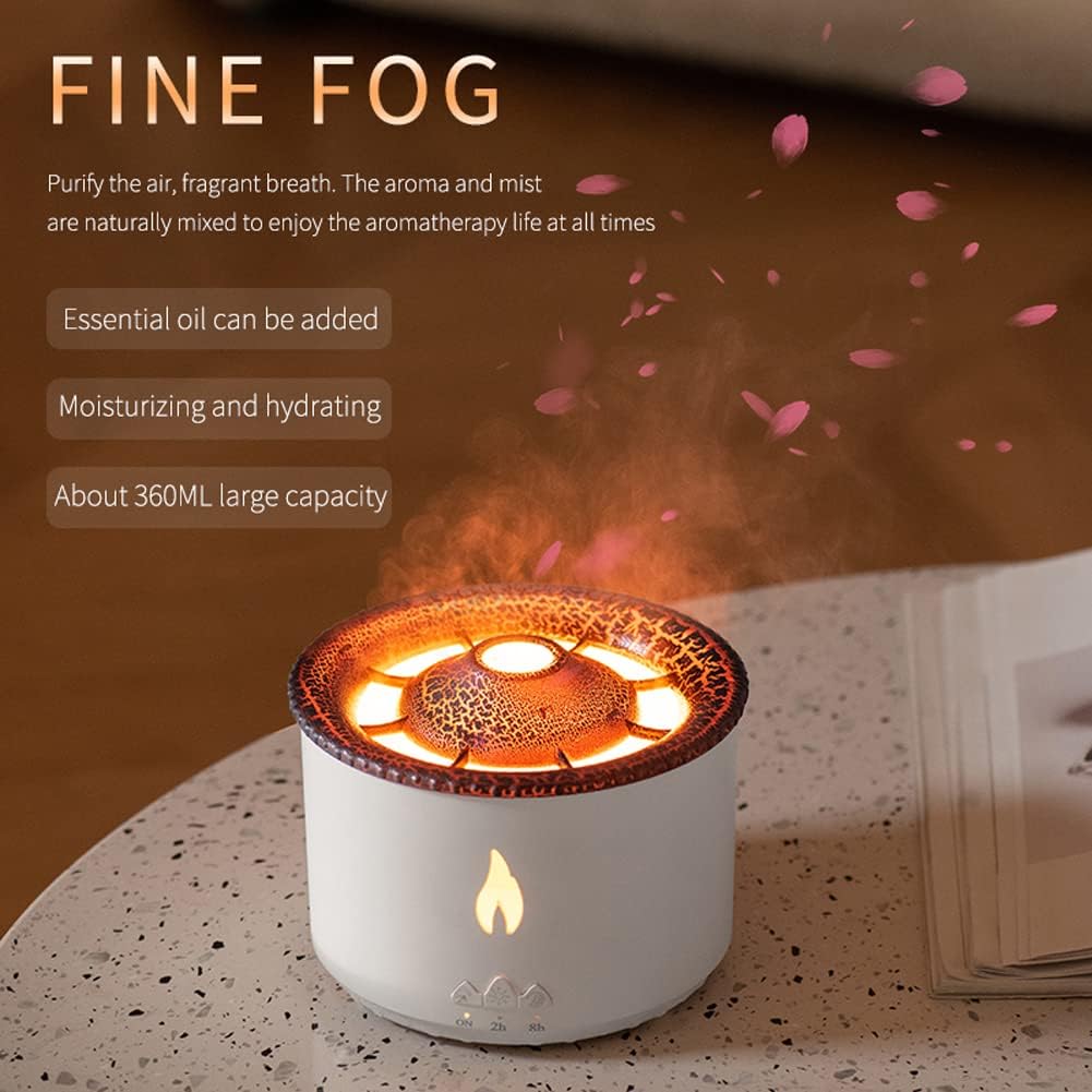 Oil Diffuser with Flame Light Cool Mist Humidifier with 2 Mist Modes Timer and Auto-Off Safety Protection Quiet Diffusers for Aromatherapy Essential Oil for Home Office SPA Yoga