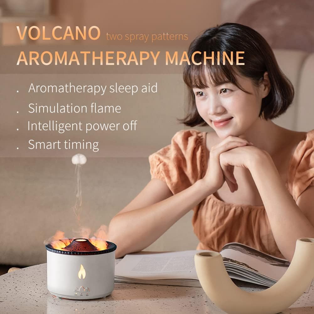 Oil Diffuser with Flame Light Cool Mist Humidifier with 2 Mist Modes Timer and Auto-Off Safety Protection Quiet Diffusers for Aromatherapy Essential Oil for Home Office SPA Yoga