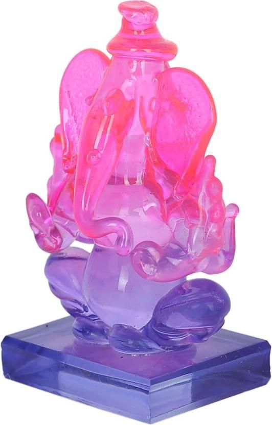 Crystal Ganesh Twin Side Face Car Dashboard Idols Showpiece - 6.5 cm��(Crystal, Multicolor)