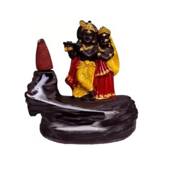 Backflow Smoke RadhaKrishn & Shiva with 20 Smoke Incense Cone For Living Room, Bed room, Office and Home Decor, 10 cm