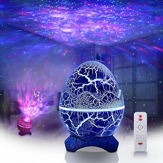 Mimmo 4-in-1 Star Projector Night Light with Bluetooth Speaker – Dinosaur Egg Shape 14 Color Galaxy Projector with Remote Control & Auto Timer – Kids Bedroom, Nursery, Party, Home Decor Gift