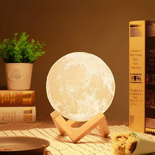 Mimmo 3D Moon Night Lamp – Rechargeable with 7 Color Changing Features, 15CM – Elegant Plastic Design for Beautiful Indoor Lighting in Bedrooms and Kids' Rooms | Gifts for Woman | Valentine Gift