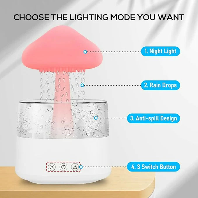Premium Ultrasonic Rain Cloud Aromatherapy Humidifiers 350ml Portable Raining Rain Drop Air Humidifier Aroma Oil Diffuser, 7 Colors Light for Home, Office, Bedroom